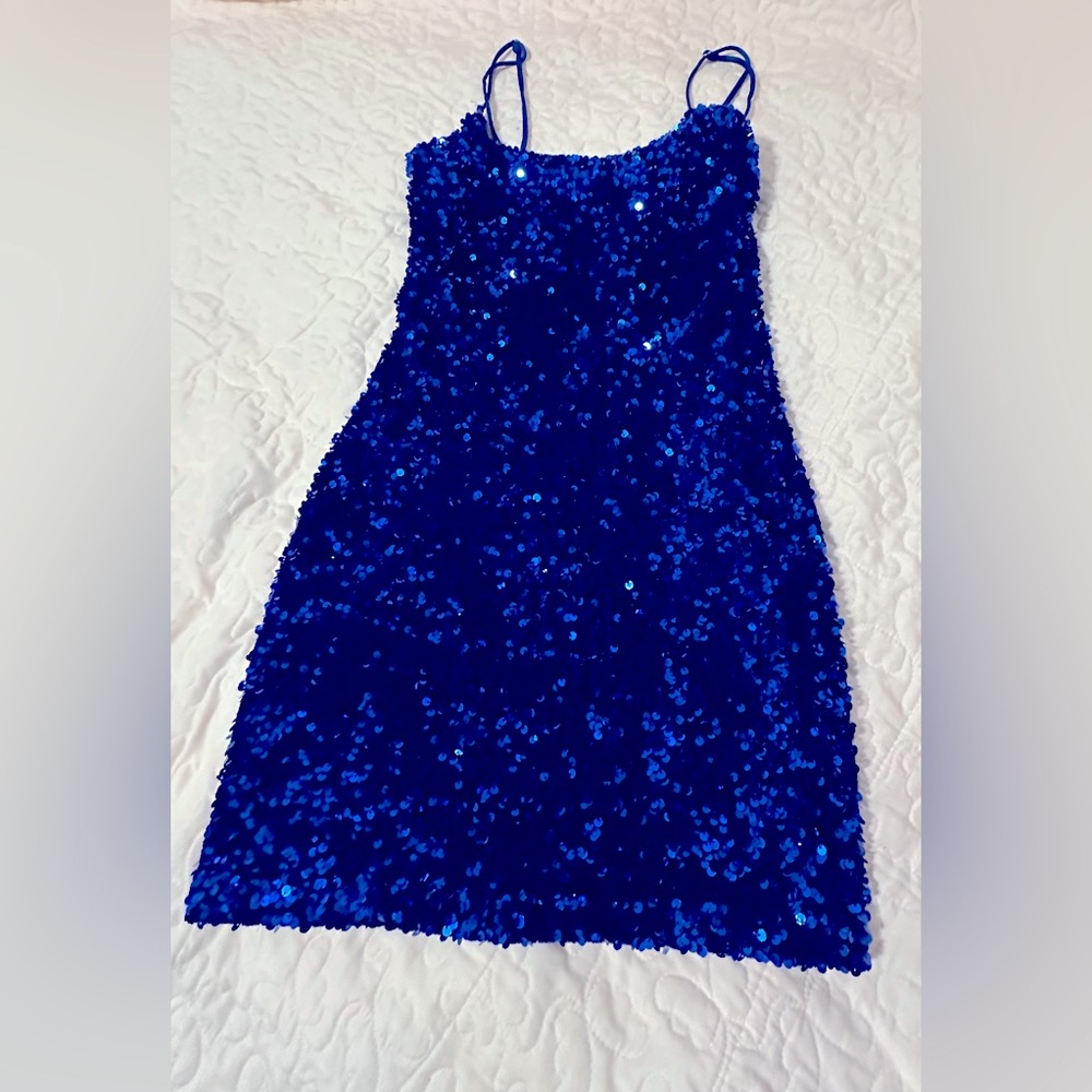 Blue sequin dress